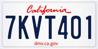 CA license plate 7KVT401