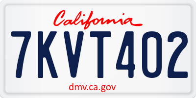 CA license plate 7KVT402