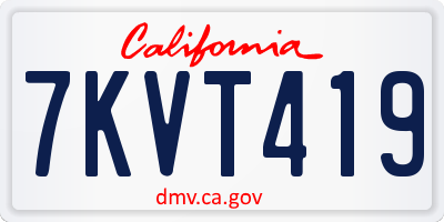 CA license plate 7KVT419