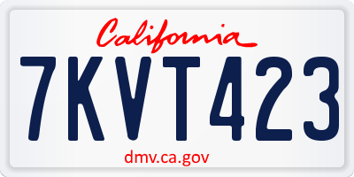 CA license plate 7KVT423