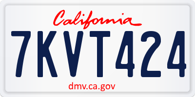 CA license plate 7KVT424