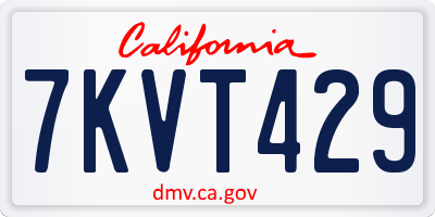 CA license plate 7KVT429