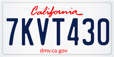 CA license plate 7KVT430