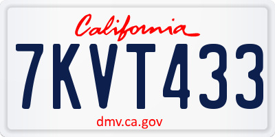 CA license plate 7KVT433