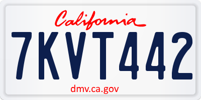 CA license plate 7KVT442
