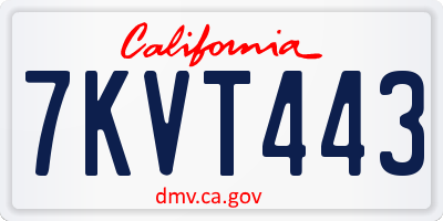 CA license plate 7KVT443