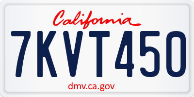 CA license plate 7KVT450
