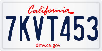 CA license plate 7KVT453