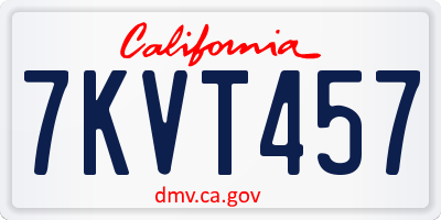 CA license plate 7KVT457