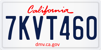 CA license plate 7KVT460