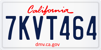 CA license plate 7KVT464