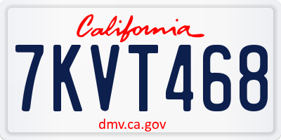 CA license plate 7KVT468
