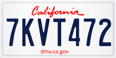 CA license plate 7KVT472