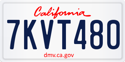 CA license plate 7KVT480