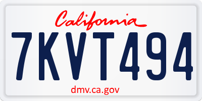 CA license plate 7KVT494
