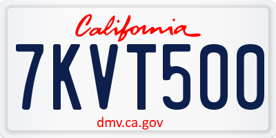 CA license plate 7KVT500