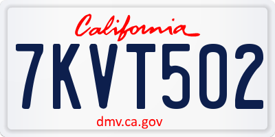 CA license plate 7KVT502