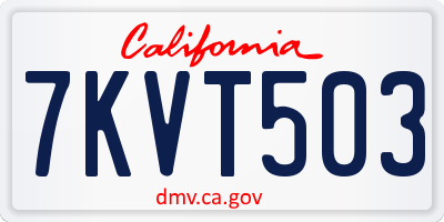 CA license plate 7KVT503