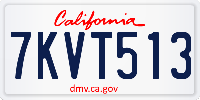 CA license plate 7KVT513