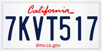 CA license plate 7KVT517