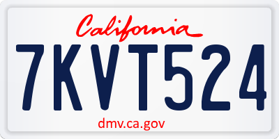CA license plate 7KVT524