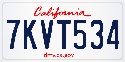 CA license plate 7KVT534