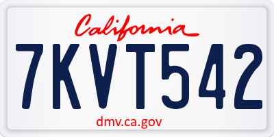 CA license plate 7KVT542