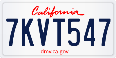 CA license plate 7KVT547