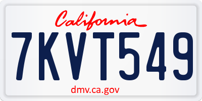 CA license plate 7KVT549