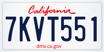 CA license plate 7KVT551