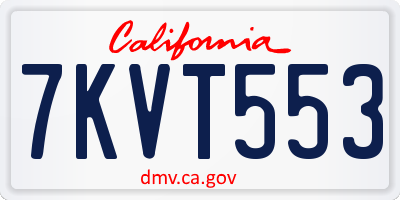 CA license plate 7KVT553