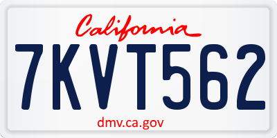 CA license plate 7KVT562