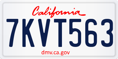 CA license plate 7KVT563