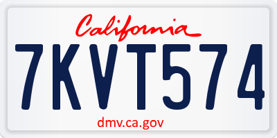 CA license plate 7KVT574
