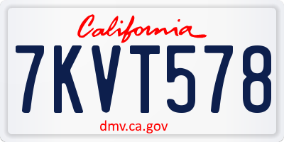 CA license plate 7KVT578