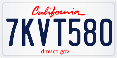 CA license plate 7KVT580