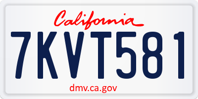 CA license plate 7KVT581