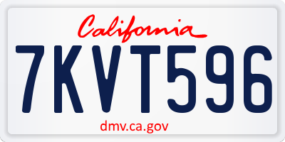 CA license plate 7KVT596