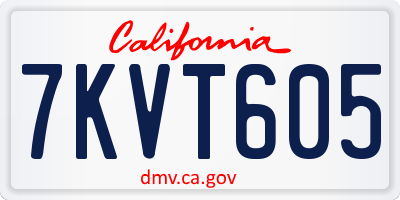 CA license plate 7KVT605