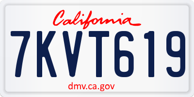 CA license plate 7KVT619