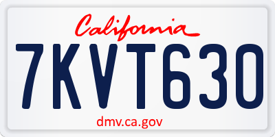 CA license plate 7KVT630