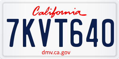 CA license plate 7KVT640