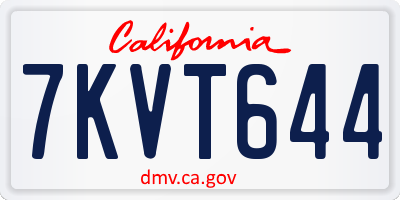 CA license plate 7KVT644
