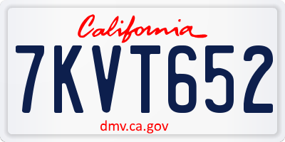 CA license plate 7KVT652