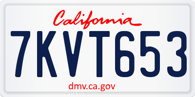 CA license plate 7KVT653