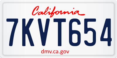 CA license plate 7KVT654