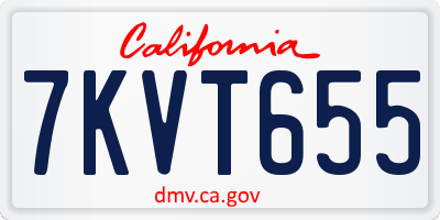 CA license plate 7KVT655