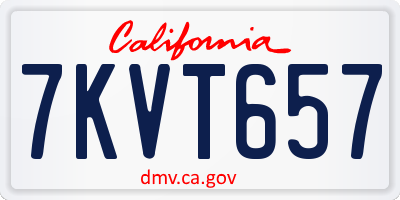 CA license plate 7KVT657