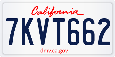 CA license plate 7KVT662