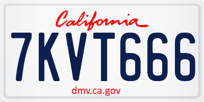 CA license plate 7KVT666